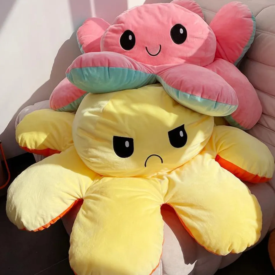 Clearance La compagnie de la peluche La pieuvre géante - peluche réversible