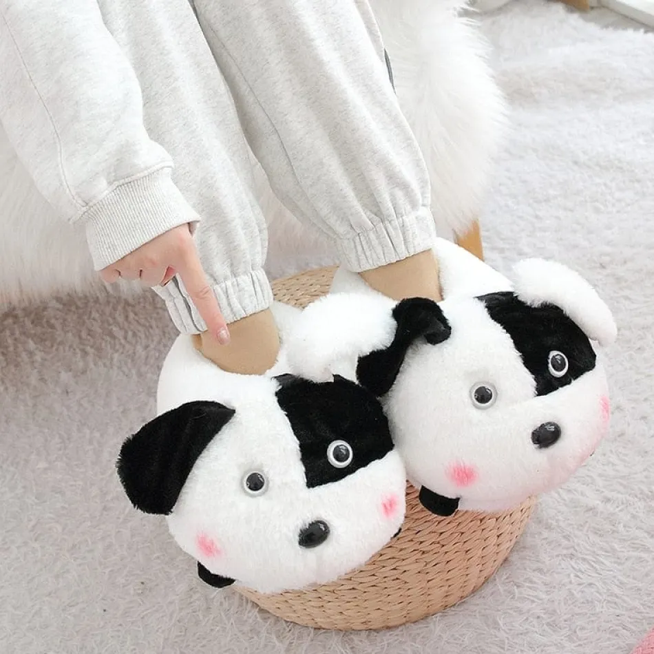 Clearance La compagnie de la peluche Le chien au poil doux - chausson en peluche