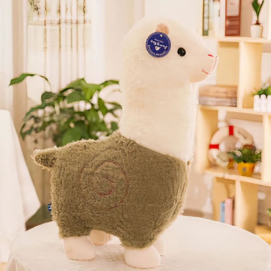 La compagnie de la peluche Peluche alpaga robe colorée doux et câlin enfant