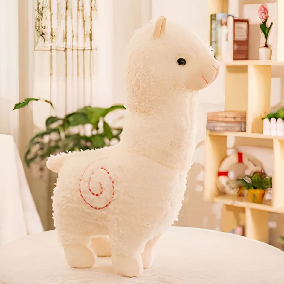 La compagnie de la peluche Peluche alpaga robe colorée doux et câlin enfant