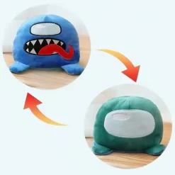 Sale La compagnie de la peluche Peluche Among Us réversible bleu vert amusant enfant