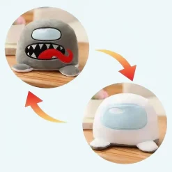 Hot La compagnie de la peluche Peluche Among Us réversible gris blanc douce et amusante