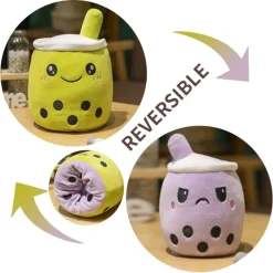 Outlet La compagnie de la peluche Peluche bubble tea réversible gentil ou méchant