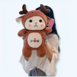 New La compagnie de la peluche Peluche chat cerf doux câlin hiver décoration festive