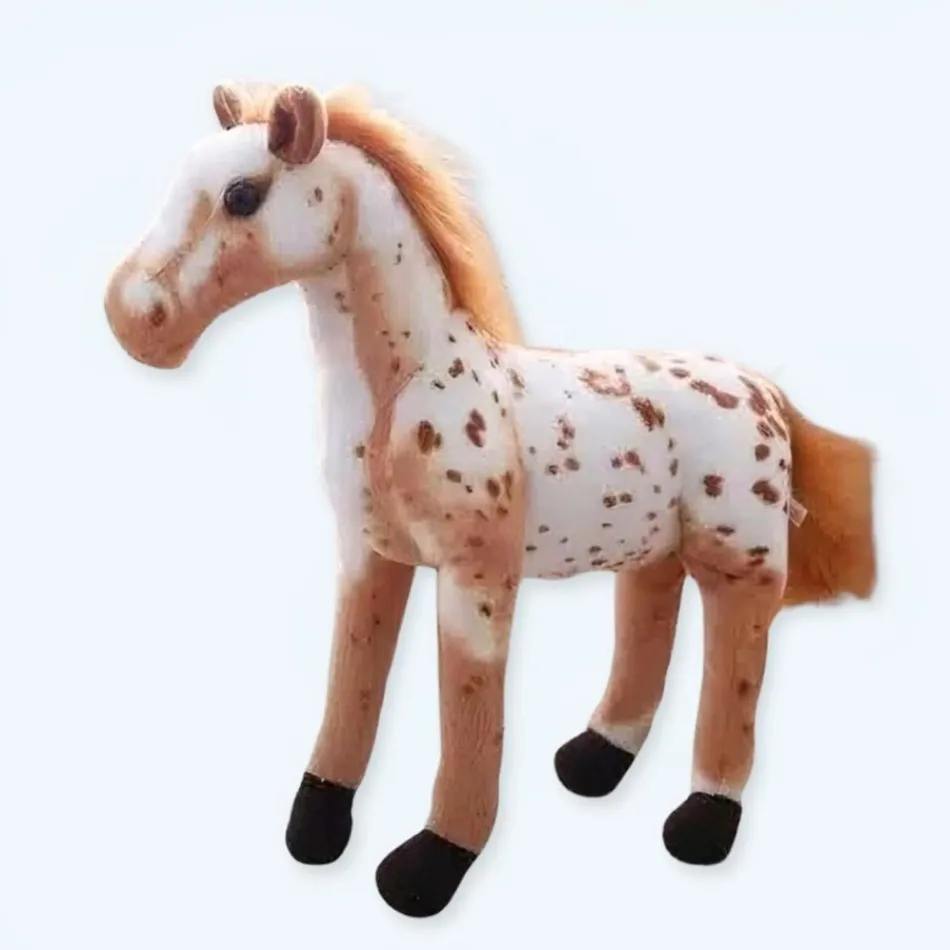 Online La compagnie de la peluche Peluche cheval blanc marron doux compagnon enfant