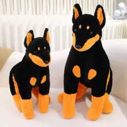 Outlet La compagnie de la peluche Peluche chien doberman noir et marron assis