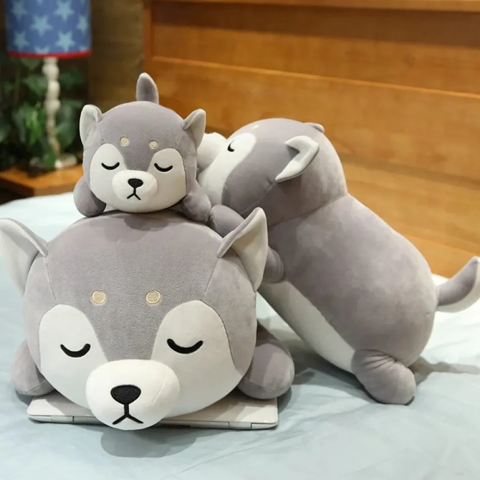 Sale La compagnie de la peluche Peluche chien shiba inu gris