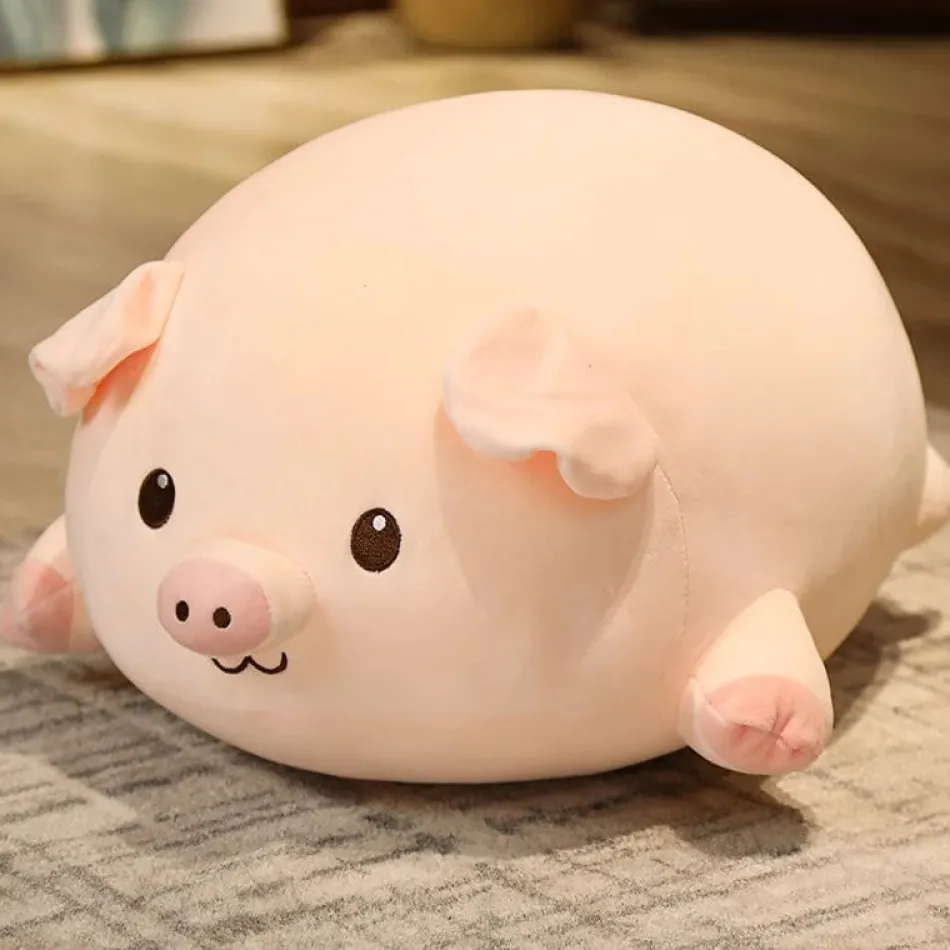 Clearance La compagnie de la peluche Peluche cochon allongé content