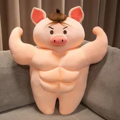 La compagnie de la peluche Peluche cochon bodybuildé brun