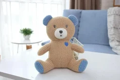 Outlet La compagnie de la peluche Peluche crochet ourson aux oreilles bleues