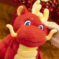 Hot La compagnie de la peluche Peluche dragon chinois à cornes rouge