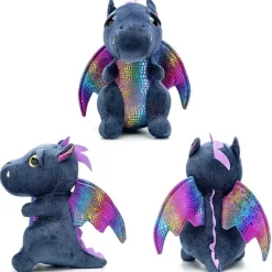 Hot La compagnie de la peluche Peluche dragon noir au ventre brillant