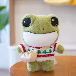 Online La compagnie de la peluche Peluche grenouille verte douce avec pull hiver câlin