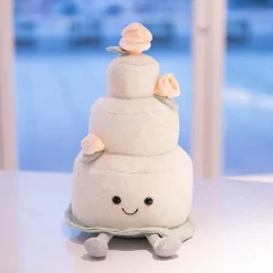 Outlet La compagnie de la peluche Peluche gâteau blanc avec des roses Saint-Valentin