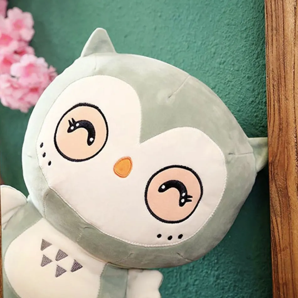 Best La compagnie de la peluche Peluche hibou vert kawaii doux pour déco enfant