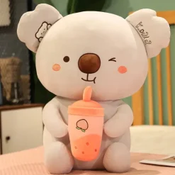Clearance La compagnie de la peluche Peluche koala qui boit un bubble tea fraise