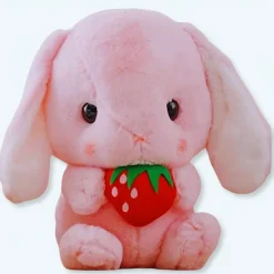 Discount La compagnie de la peluche Peluche lapin fraise douce câline enfant colorée