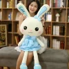 New La compagnie de la peluche Peluche lapin géant robe bleue douce enfant câlin