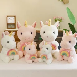 Sale La compagnie de la peluche Peluche licorne arc-en-ciel douce avec corne doré