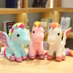 New La compagnie de la peluche Peluche licorne blanche à crinière arc-en-ciel magique
