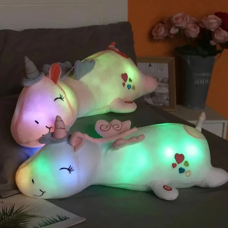 La compagnie de la peluche Peluche licorne blanche veilleuse lumineuse et magique