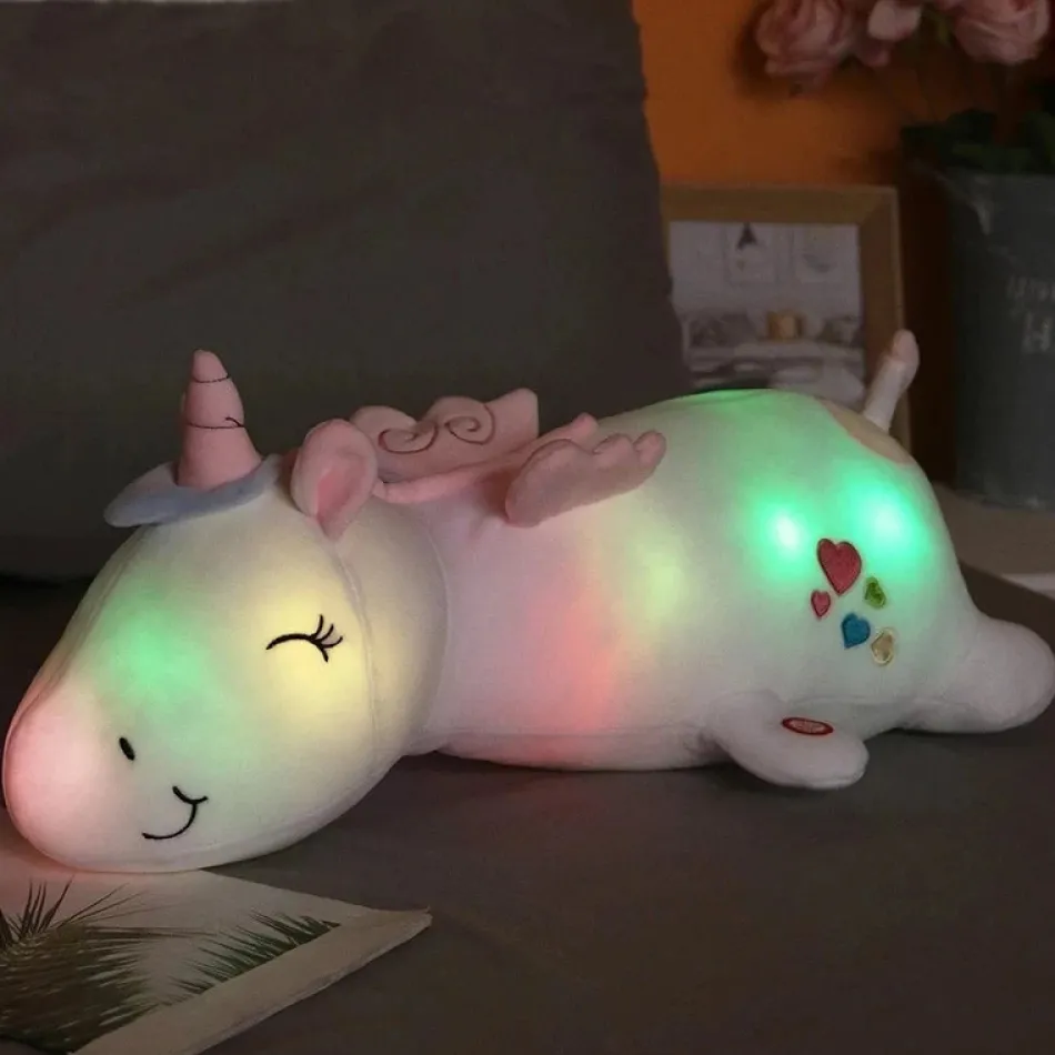 La compagnie de la peluche Peluche licorne blanche veilleuse lumineuse et magique