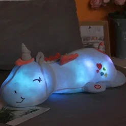 Sale La compagnie de la peluche Peluche licorne bleu veilleuse lumineuse et magique