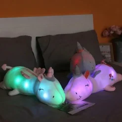 Sale La compagnie de la peluche Peluche licorne bleu veilleuse lumineuse et magique