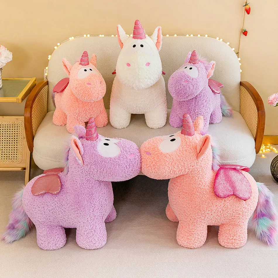 Sale La compagnie de la peluche Peluche licorne coloré magique avec ailes pailletées