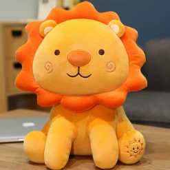 Sale La compagnie de la peluche Peluche lion orange content