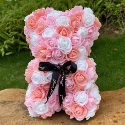 Best La compagnie de la peluche Peluche ourson en rose bicolore Saint-Valentin