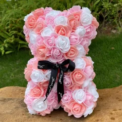 Best La compagnie de la peluche Peluche ourson en rose bicolore Saint-Valentin