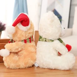 Discount La compagnie de la peluche Peluche ourson noël avec un bonnet rouge