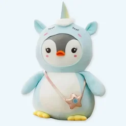 New La compagnie de la peluche Peluche pingouin magique déguisement licorne bleu doux