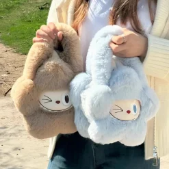 Sale La compagnie de la peluche Peluche sac à main style Labubu doux fourrure hiver mignon