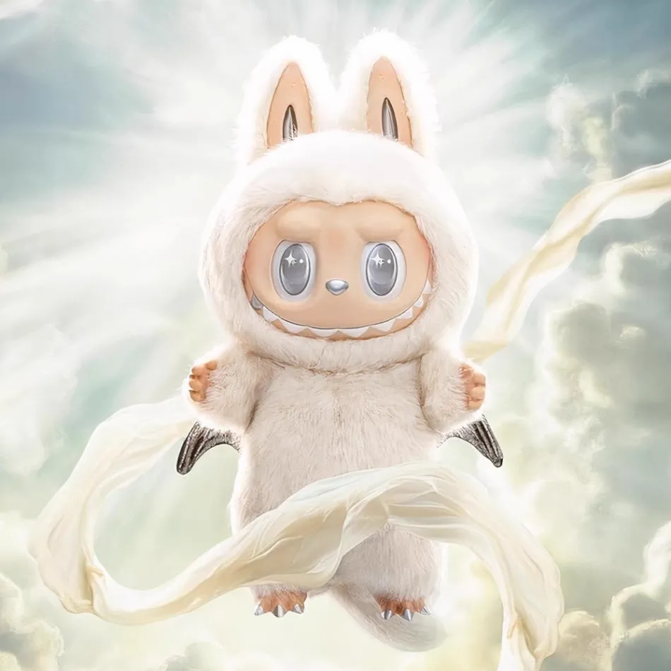Sale La compagnie de la peluche Peluche type Labubu ange blanc Zimomo