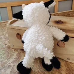 Sale La compagnie de la peluche Peluche vache mignonne à fourrure blanche